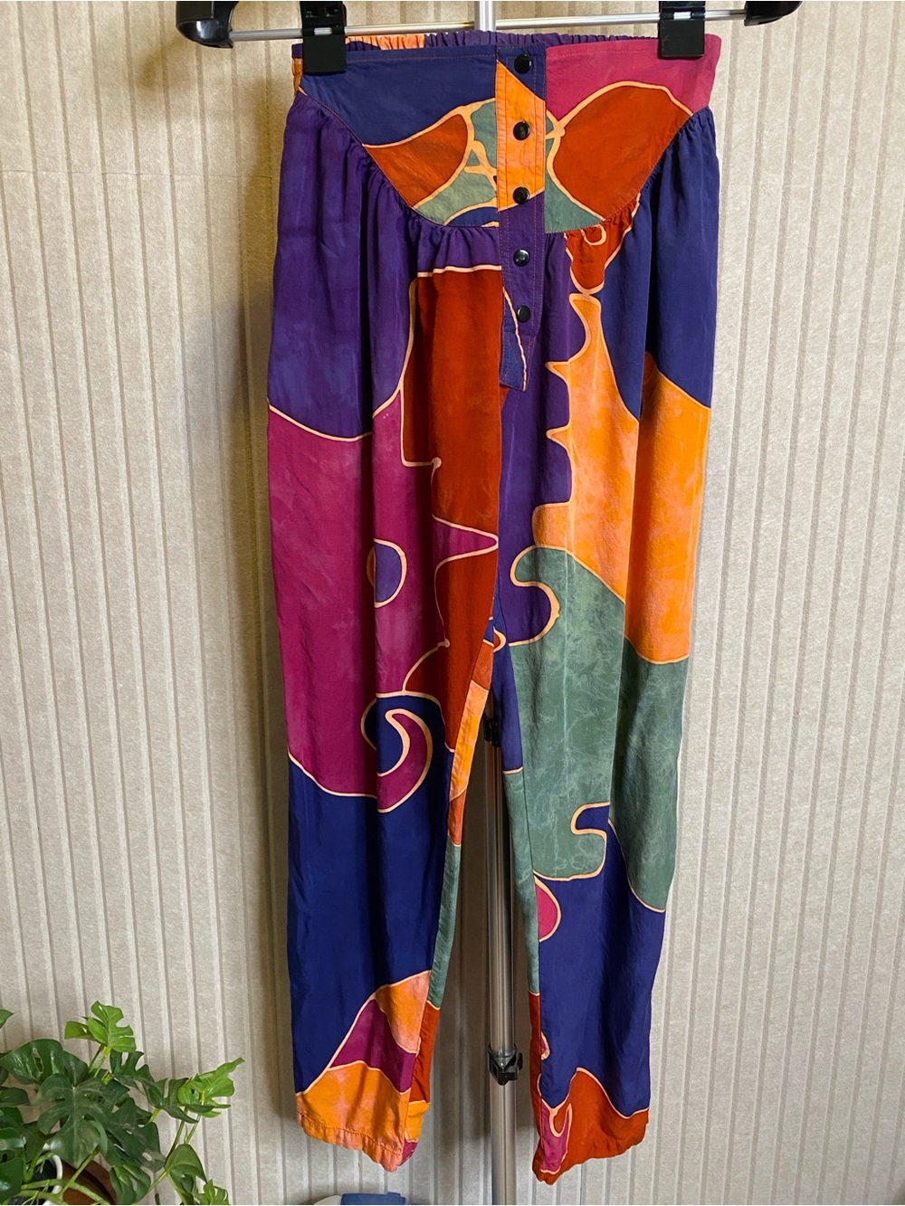Tropical Tantrum Pants S M Tribal Hawaiian beach Batik Harem Loose Fit Colorful